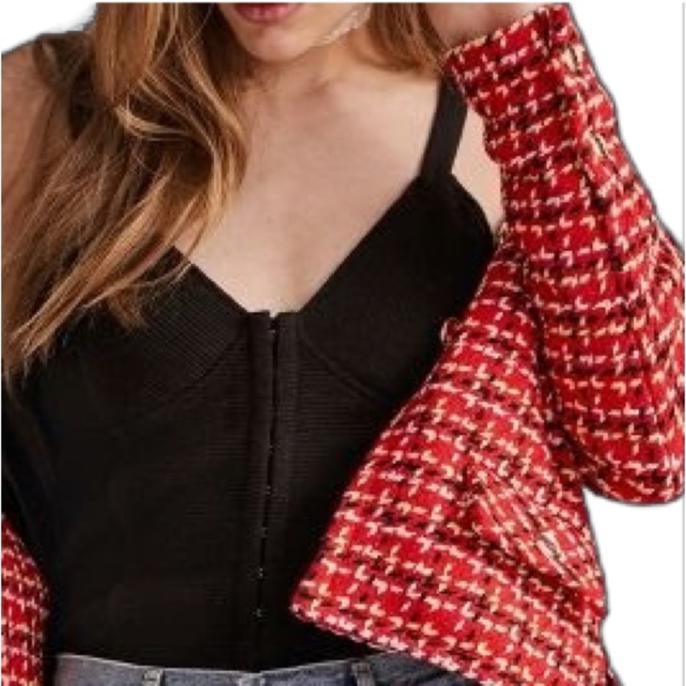 BB Dakota x Steve Madden- Anthropologie black ribbed corset top- small